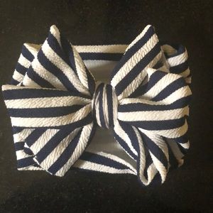 Navy Stripe Messy Bow